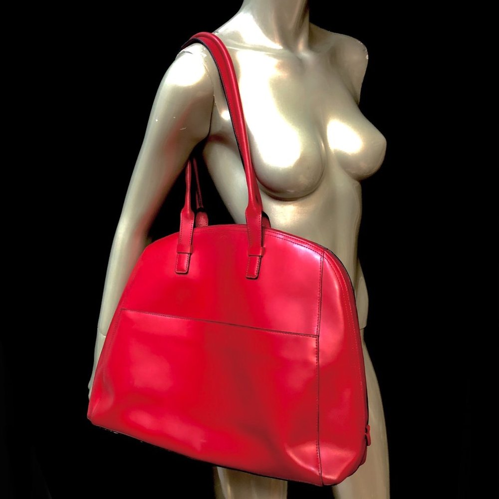 Lodis Ladies Red Leather Large Bowler Bag